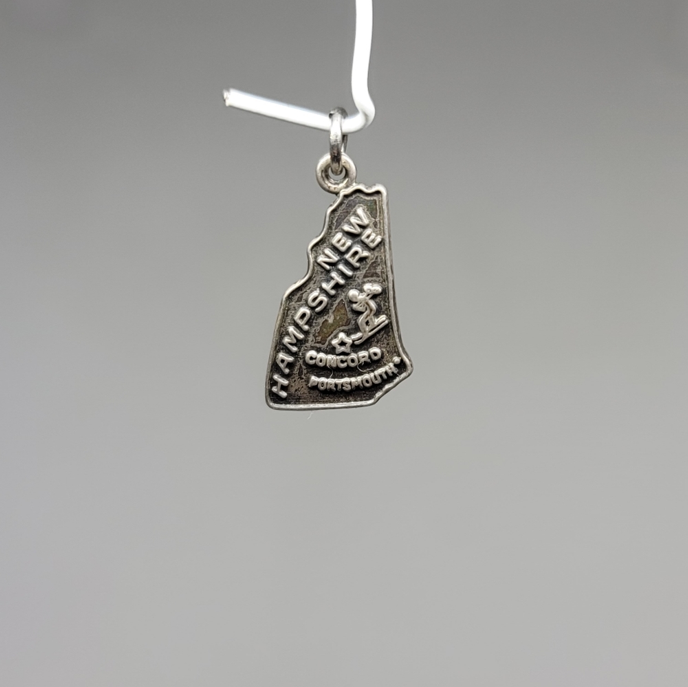 Sterling Silver New Hampshire State Shape Travel Charm